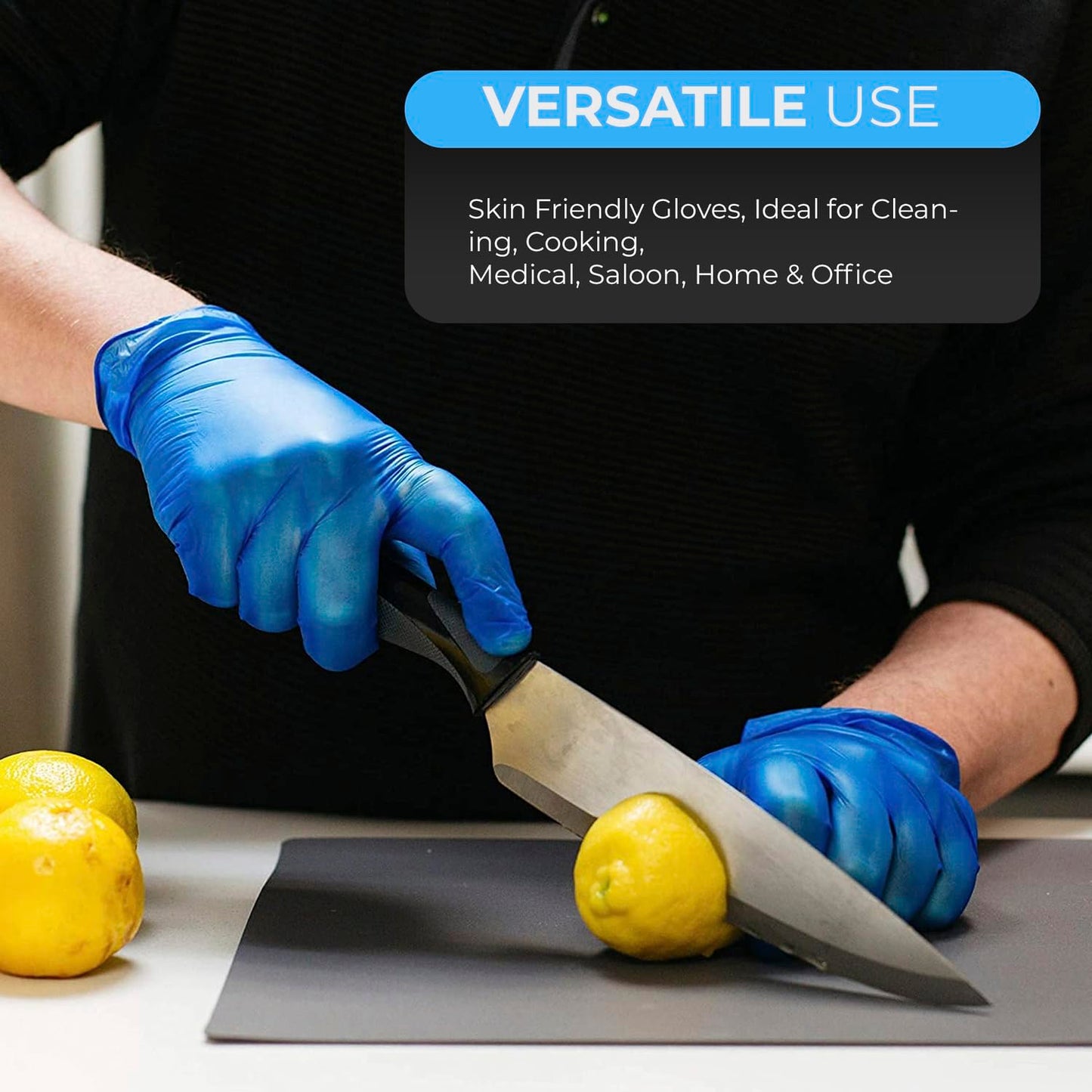 eatasty Disposable Gloves, Size M, Pack of 1000, Blue Vinyl Gloves, Powder Free, Latex Free, Comfortable Fit, Suitable for Food Handling, Cleaning, Hairdressing & Multi-Purpose Use