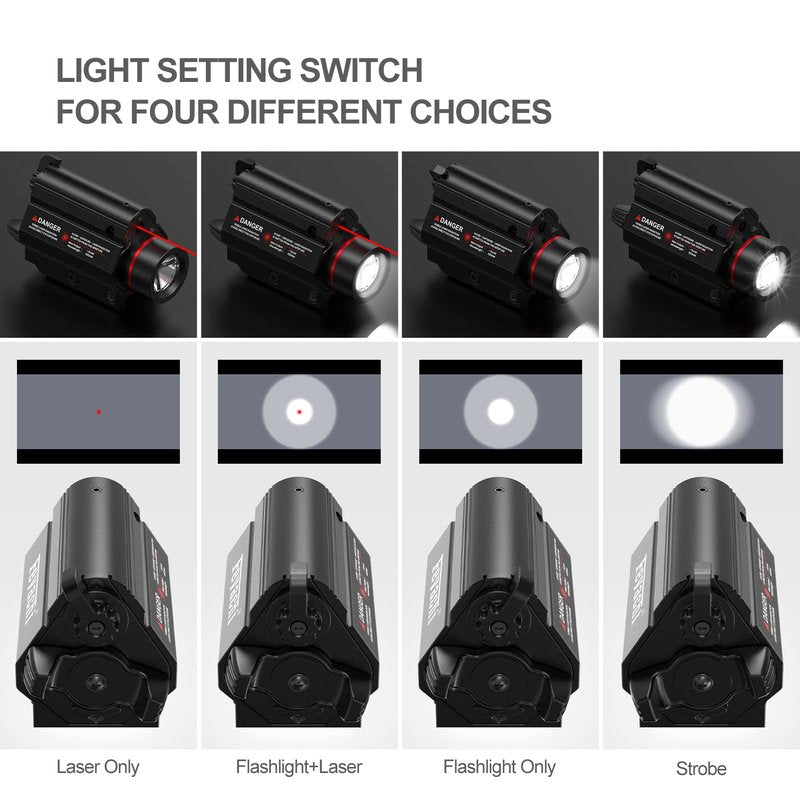Feyachi LF-69 Red Laser Flashlight 1000 Lumen LED Weapon Light Combo with Picatinny Rail Mount for Pistol Rifle Rechargeable