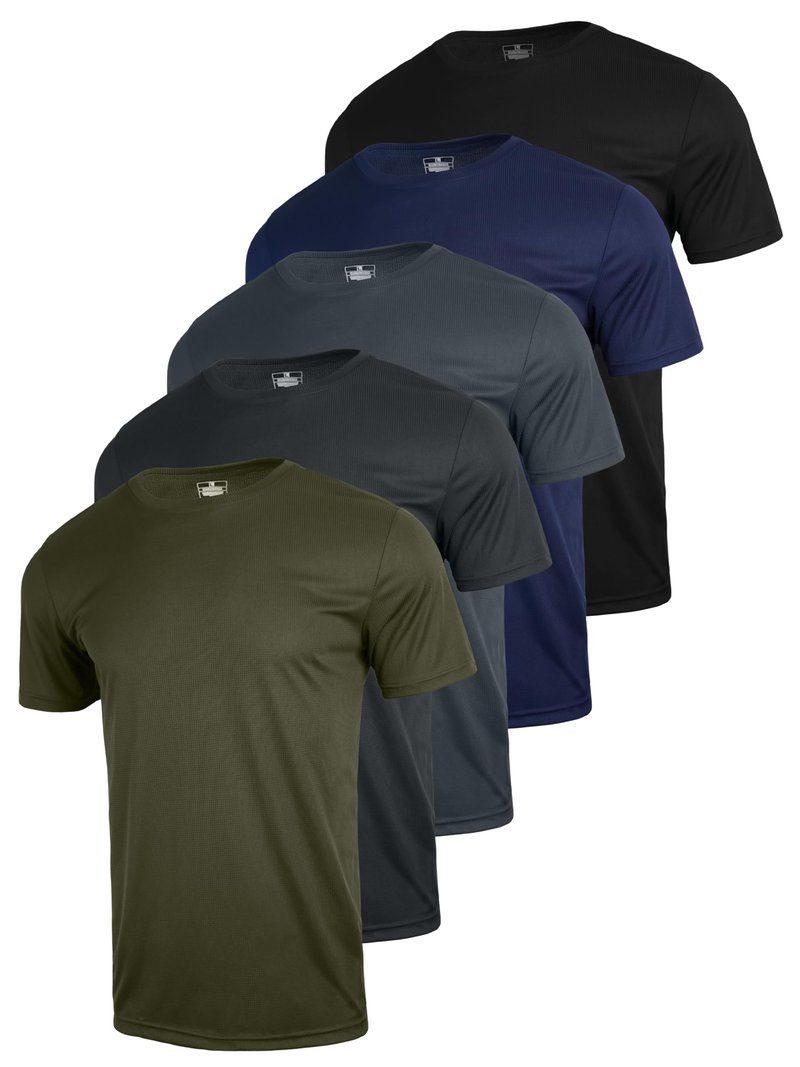 CuterzClub Mens Shirts Quick Dry Fit Tshirts Moisture Wicking Workout Gym 5 Pack Casual Summer Work Athletic Tee Running Fitted Sport Performance Lightweight Short Sleeve T-Shirt Multipack 1, XL