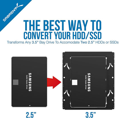 SABRENT 2.5" HDD SSD to 3.5" mounting frame, Internal hard disk mounting kit adapter, removable frame bracket kit Compatible with all types of 2.5" hard drive / SSD, Screw pack included (BK-HDDH)
