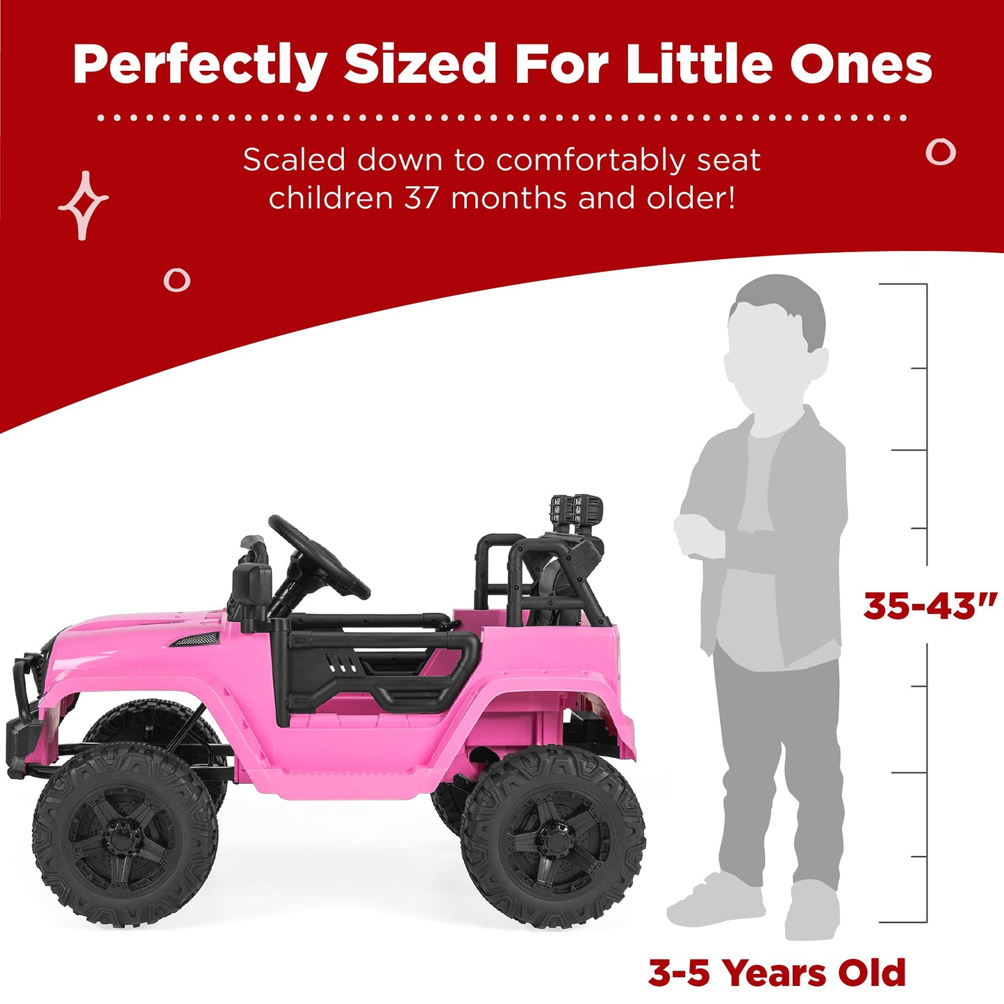 Best Choice Products 12V Kids Ride On Truck Car w/Parent Remote Control, Spring Suspension, LED Lights, AUX Port - Pink