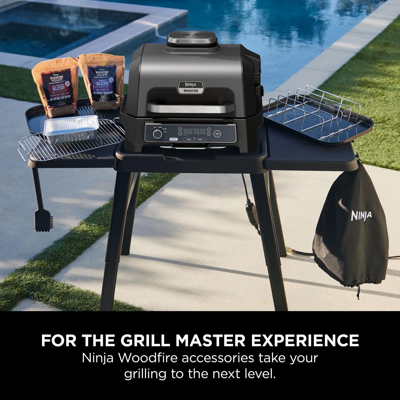 Ninja Woodfire XL Rib Rack for Grilling up to 4 Full Racks of Ribs, Easy to Wipe Clean, Official Accessory, Compatible with Ninja Woodfire XL BBQ Grill OG850 / OG901, Black, XSKOGXLRBRKEU