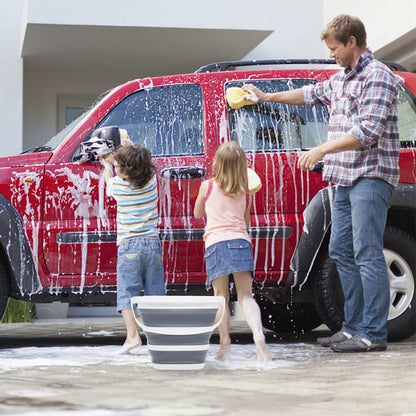 Goderewild Collapsible Bucket, 2.6 Gallon (10L) - Square Foldable Mop Bucket for House Cleaning, Car Washing, Camping - Portable Water Pail for Outdoor, RV, Travel (Grey)