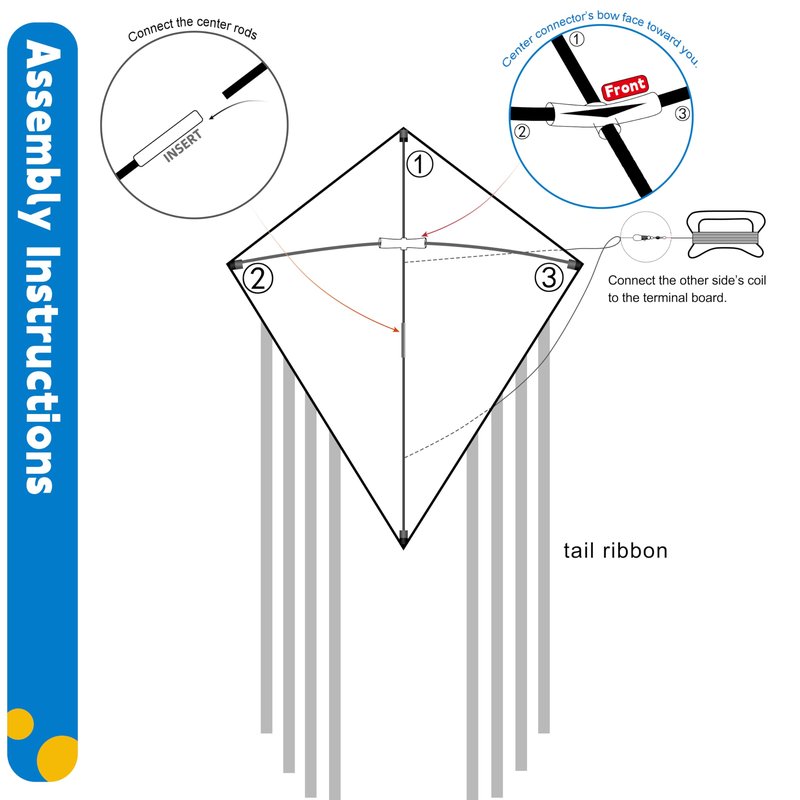 Colorful Diamond Kite, Fiberglass Frame for Kids & Adults Outdoor Fun