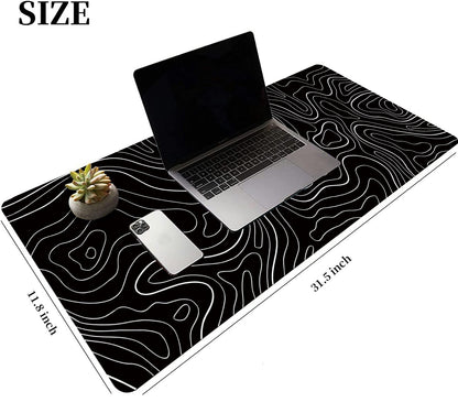 HGWALP Large Gaming TOPO Keyboard Mouse Pad Black Topographic Mouse Pad with Anti-Slip Rubber Base, Extended XXL Long Gaming Mousepad Big Mouse Pads for Desk,31.5 X 11.8 Inch