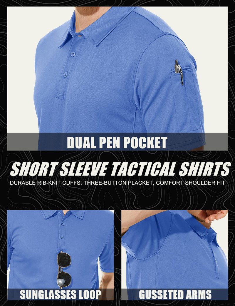 MAGCOMSEN Mens Golf Polo Shirts Short Sleeve Mens Golf Shirts for Men Fishing Shirts Golf Polo Shirts for Men Quick Dry Shirts Summer Shirts for Men