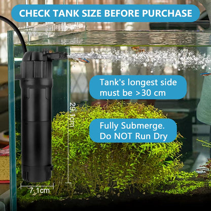 BAITAI Internal Fish Tank Filter,Aquarium Filter with UV Steriliser Turns Green Water to Clear,Multi-mode(Aeration/Rainfall,etc) Filter Pump for 80-200L Aquariums,Flow Rate and Direction Adjustable
