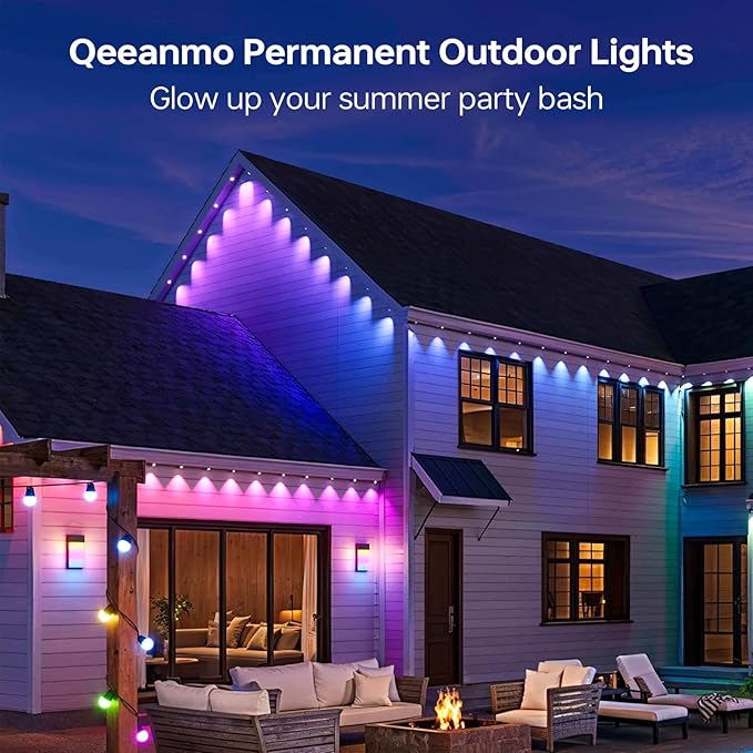 RGB&IC Permanent Outdoor Lights for House, 60ft 36 LED Eaves Light, Daily and Accent Lighting,212 Scene Modes, Alexa & Google Assistant Compatible, Daily Party Halloween Christmas House Decor