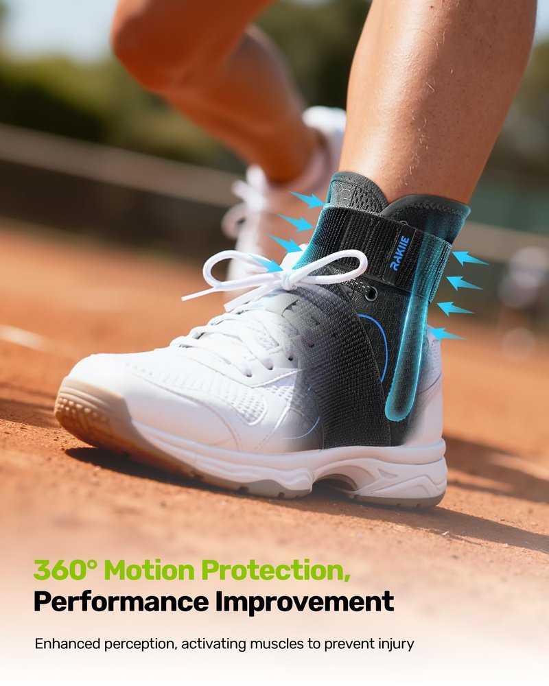 Rakiie Quick Lace Up Ankle Brace with 2 Metal Support Stays, Breathable Stabilizer for Sprained Ankle, Slim Fit Ankle Support for Men & Women, Sports, Running, Basketball (Black, M)