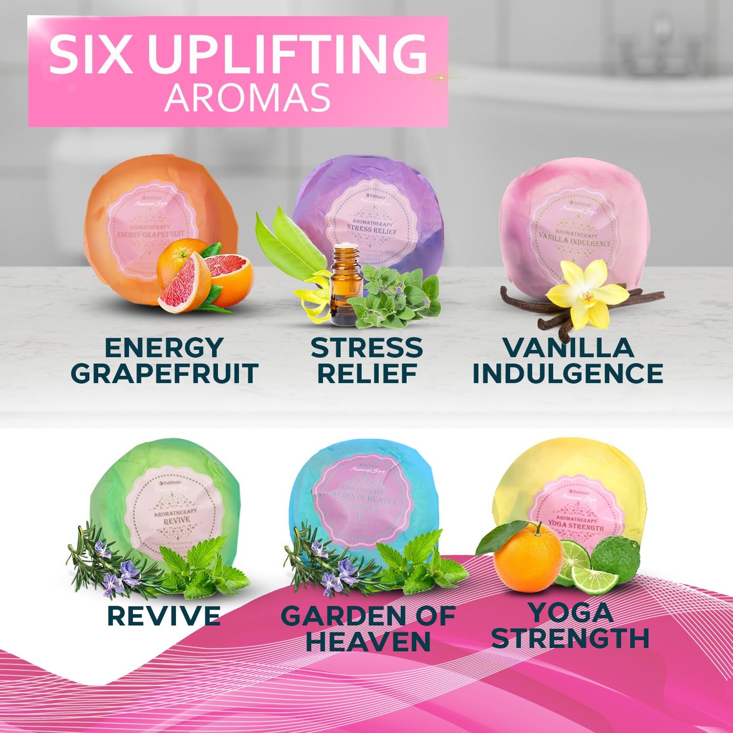 Bath Bombs Gift Set - 6 Bubble Bath Fizzies (6 x 2oz) with Natural Dead Sea Salt Cocoa and Shea Essential Oils - Best Gift Idea for Birthday, Mom, Woman, Girl, Him, Kids