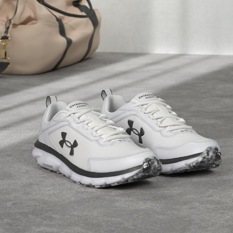 Under Armour Mens Charged Assert 9 Running Shoe, White/Black, 10.5 US