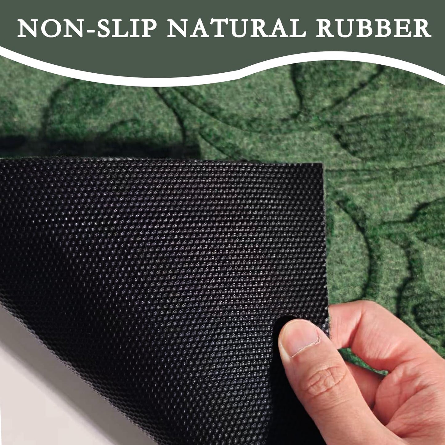 VivaNest Green Leaves Ivy Scroll Outdoor Indoor Entrance Door mat, Durable Absorbent Mud Scraper Mat for Front Door, Thick Natural Rubber Back, Easy Clean Entryway Welcome Mat 17x30 Inch, Low Profile