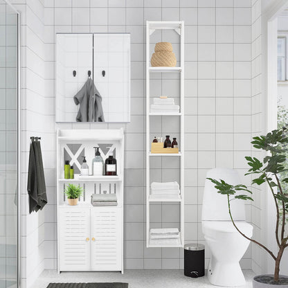 Youyijia 3 Tier Bathroom Storage Cabinet Floor Standing Display Cabinet Home Storage Furniture Organizer Unit for Office Living Room Kitchen Entryway White (3 Tier)