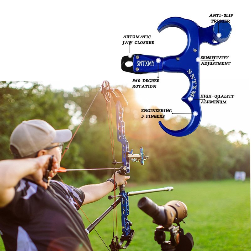 sntxmy Bow Release for Compound Bow, Archery Release Trigger, Compound Bow Release, Thumb Release. (3 Finger Bow Release, Light Red)