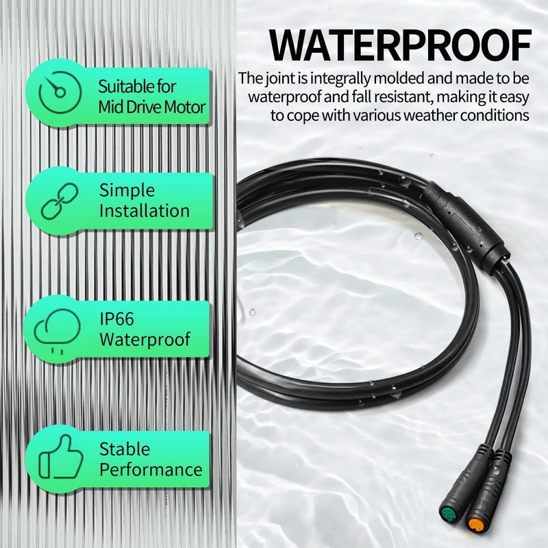 FOBOXCHD Electric Bicycle Signal Cable 1T4/1T5, Connecting Controller to Display, Throttle, Light Function, 150cm Length (1 to 2)