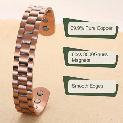 MagEnergy Mens Copper Bracelet 99.9% Pure Copper Magnetic Bracelet with 6 Powerful Magnets with Jewelry Gift Box
