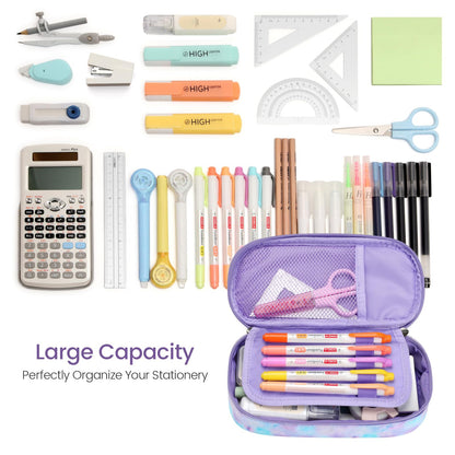 Cambond Pencil Case for Girls - Big Capacity Cute Pencil Case for Kids Teenager Special Pencil Pouch for School Office, Pencil Box Only, Glitter Purple Tie-dye