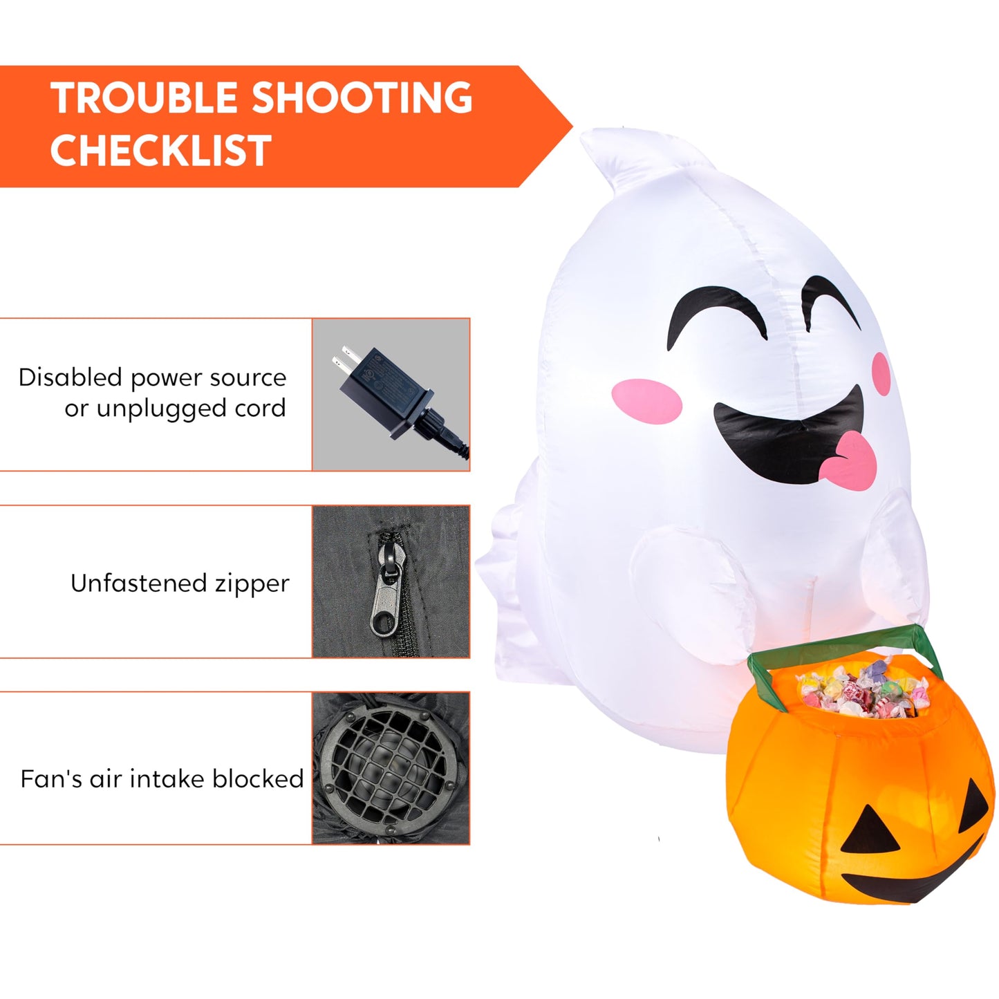 Joiedomi 4.5 ft Tall Halloween Inflatable Outdoor Decorations, Blow Up Halloween Yard Decorations Inflatable Window Ghost Decor, Blow Up Ghost with Candy Basket for Window Decor