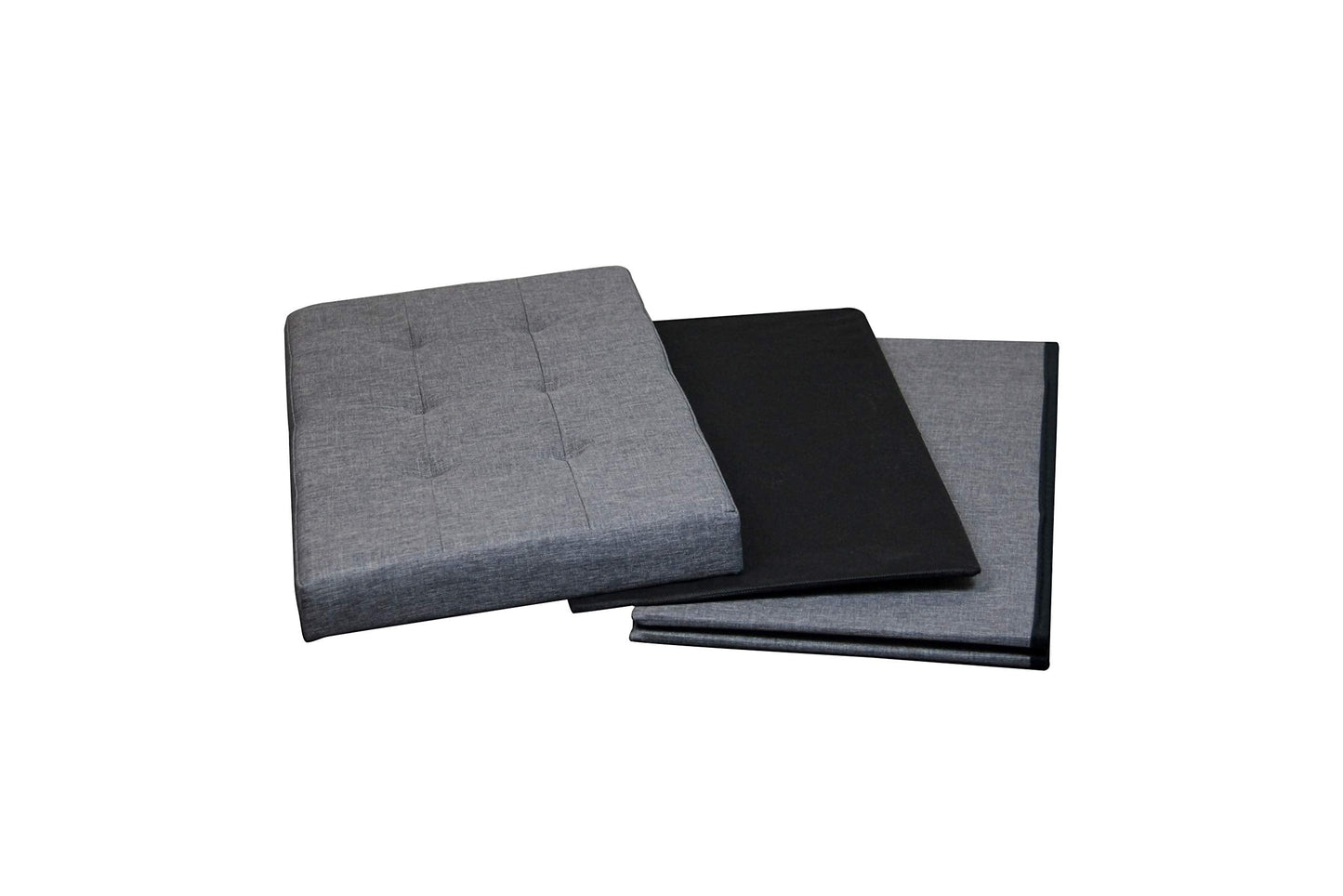 HomeHarmony Folding Storage Ottoman Seat, Stool, Toy Storage Box Linen Look (Grey Large)