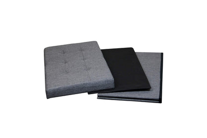 HomeHarmony Folding Storage Ottoman Seat, Stool, Toy Storage Box Linen Look (Grey Large)