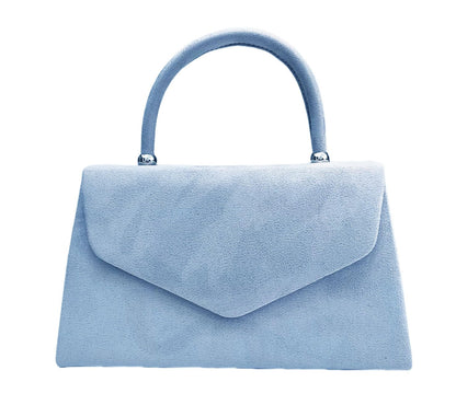 LeahWard Women's Clutch Bag Top Handle Wedding Suede Handbags 304 (Serenity)