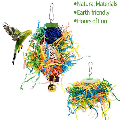 Heyu-Lotus 5 Pack Bird Shredding Toys Bird Parrots Chewing Hanging Toys Parrot Cage Shredder Toys Bird Cage Accessories for Small Parakeets, Cockatiels, Budgies, Conures, Love Birds, Finches
