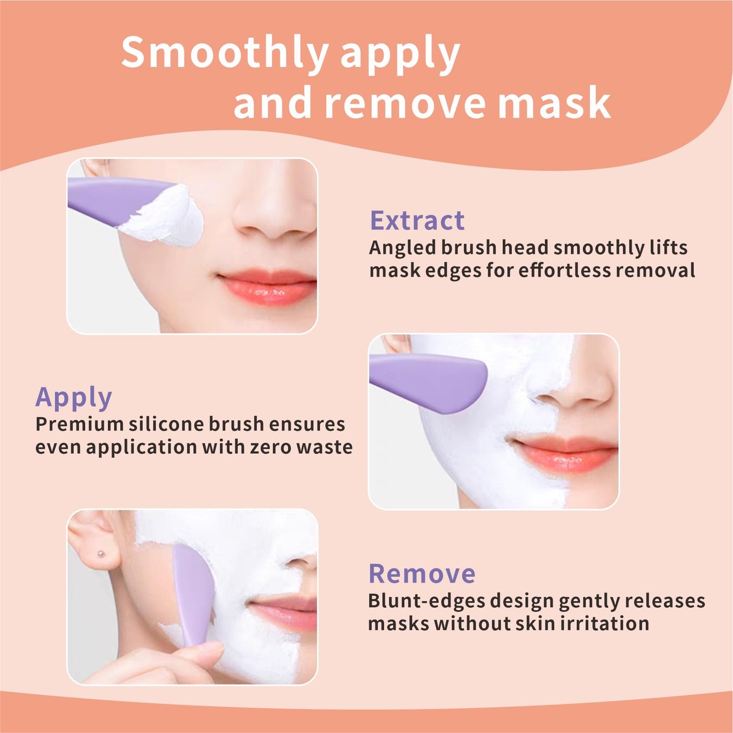 Silicone Face Scrubber, 2 in 1 Face Mask Brush, Pore Brush, Blackhead Remover, Facial Cleansing Brushes, Face Mask Applicator for Mud, Clay(Pink+Purple)