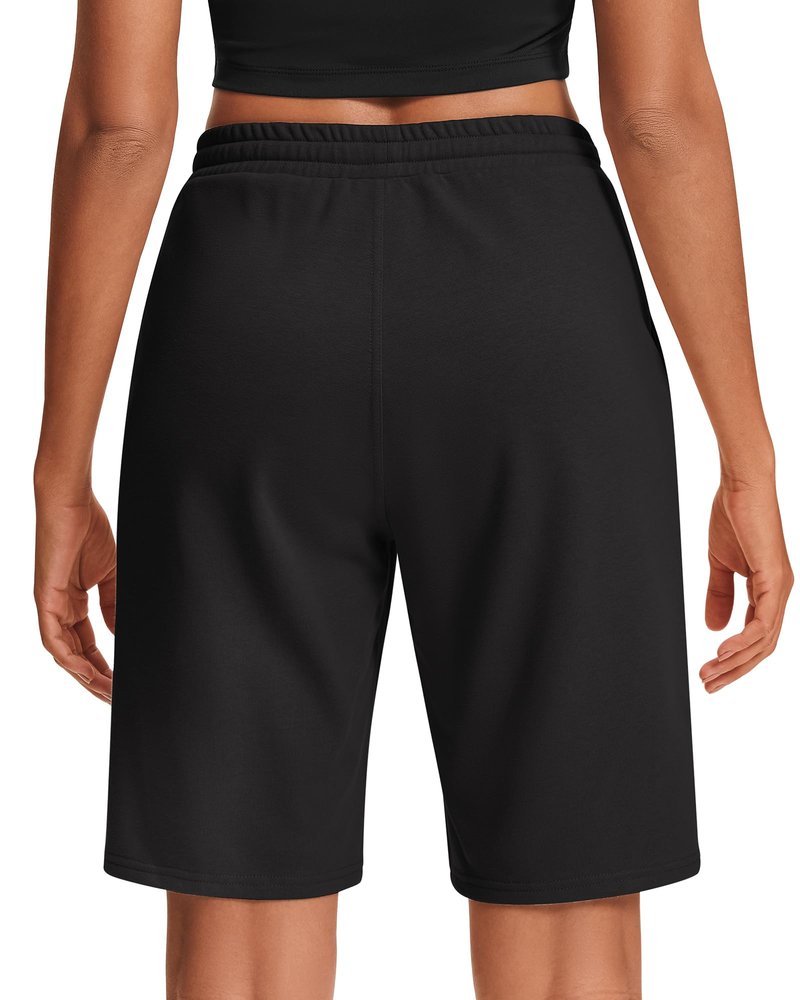 Stelle Women's Cotton Bermuda Shorts 10" Long Knee Length Comfy Sweat Shorts with Deep Pockets Lounge Casual Summer (Black, XL)