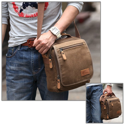 CHEREEKI Canvas Bag, Shoulder Bag Messenger Bag with Multiple Pockets (Hold 10 inch Tablet, Kindle)