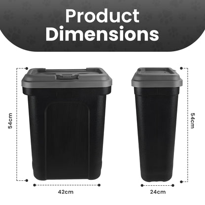 ASAB Pet Food Storage Container Large 30L/15kg Plastic Food Storage Container With Integrated Food Scoop and Flip Top Locking System Perfect for Dog Treats Dog Food and Kitten Food (Grey - Large)