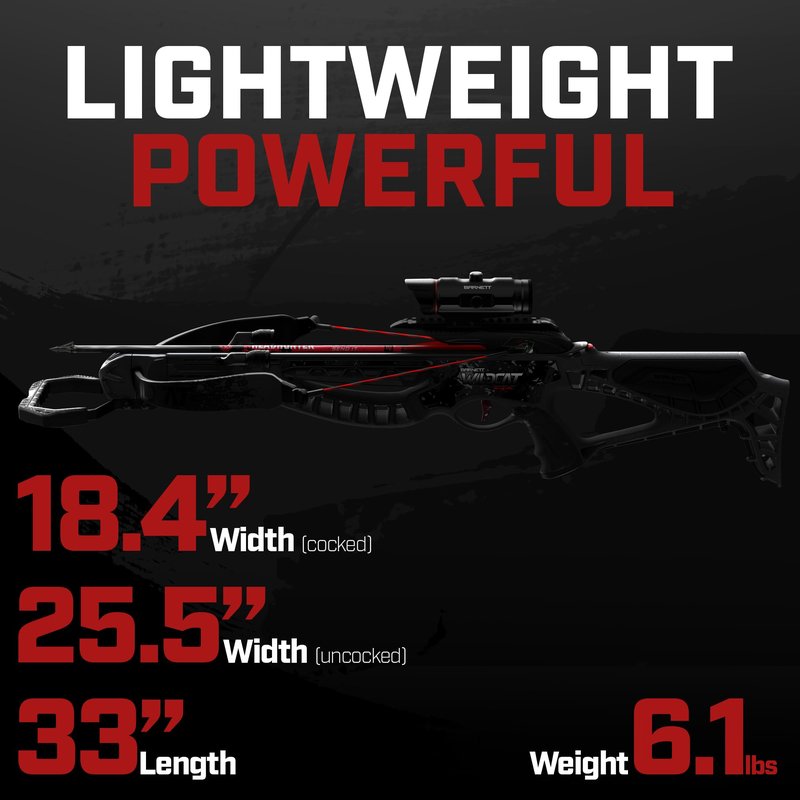 Barnett Wildcat CRX Crossbow Bundle – Includes Bonus Arrow & Broadheads + Scope, Rope Cocking Device, Quiver, 3 Arrows & Neoprene Cover – Tactical 280 FPS Lightweight Hunting Crossbow