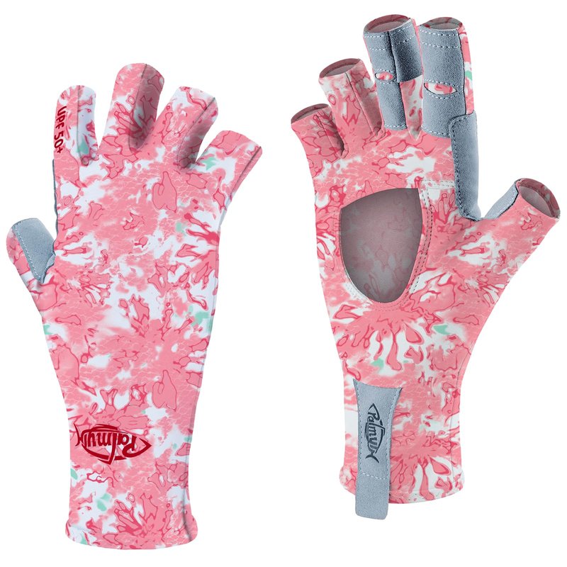 Palmyth UV Protection Fishing Fingerless Gloves UPF50+ Sun Gloves Men Women for Kayaking, Hiking, Paddling, Driving, Canoeing, Rowing（Air Mist Rose，Medium）