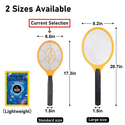 Electric Fly Swatter Handheld Bug Zapper - Indoor Outdoor Zapping Racket for Pest Mosquito & Flies - Battery Powered Safe to Touch with 3-Layer Safety Mesh, Standard Size, Pack of 2