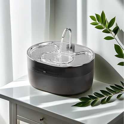 Furrcali Cat Water Fountain 108oz/3.2L, Stainless Steel Lid & Transparent PC Tank, BPA-Free, Pet Water Dispenser for Cats & Dogs, Automatic Cat Fountain with 5 Replacement Filters, Ultra Quiet Pump