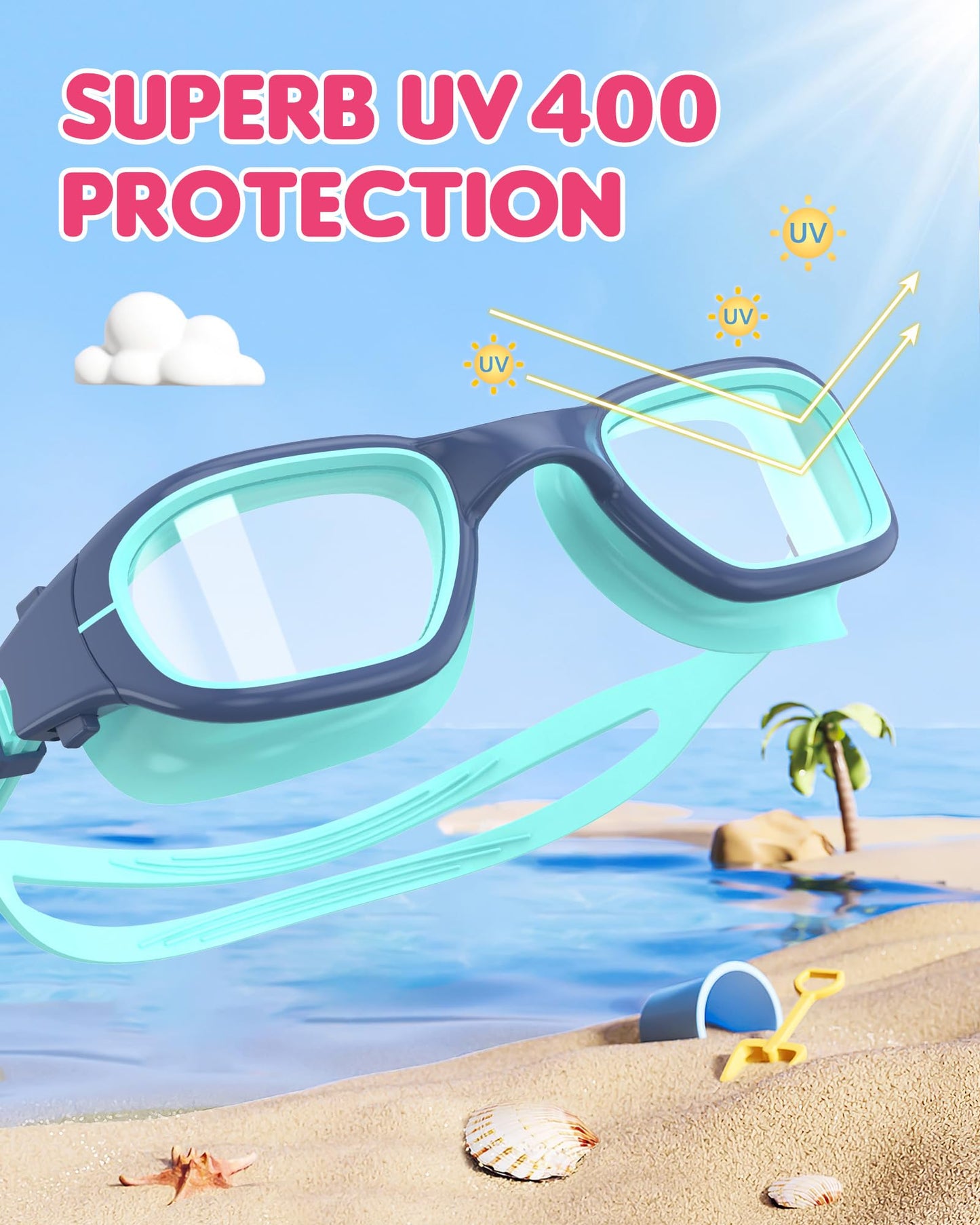 Zeligerstar Kids Swim Goggles, 4 Pack Swimming Goggles for Kids 6-14, Anti-Fog UV Protection Pool Glasses for Boys Girls Children