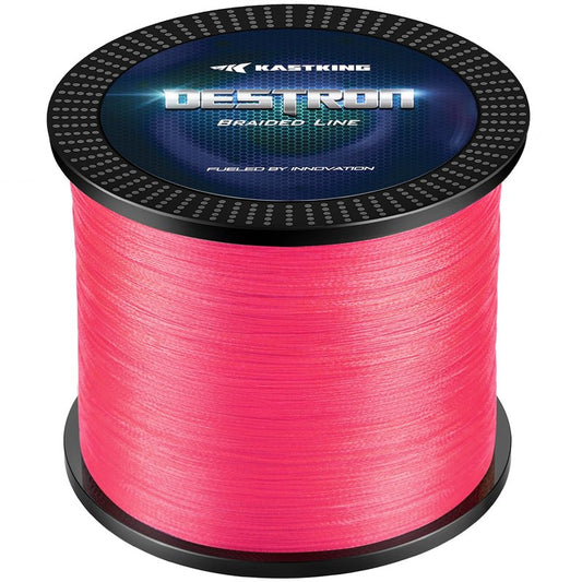 KastKing Destron Braided Fishing Line, Pink, 4 Stands, 50LB, 600Yards