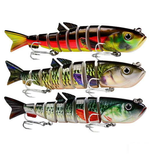 Keenjorika 3Pcs 8 Segment Swimbait Fishing Lure, Realistic Hard Bait with 3D Eyes & Natural Swimming Action, Slow Sinking Artificial Lure for Bass, Pike, Walleye, Trout, Freshwater Saltwater Fishing