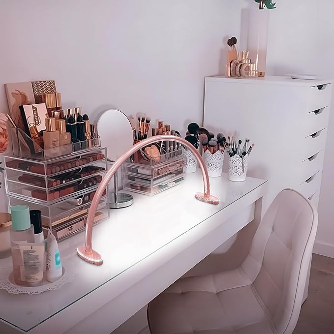 Half Moon Light Nail for Desk led lamp tech Manicure Foldable Arch Professional Art Eyelash Table Techs Beauty Tattoo spa White Artistic Desktop Lager Sized lash Shade Lashes Makeup Eye-Caring