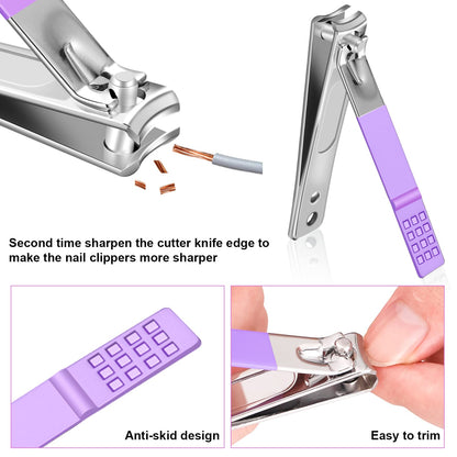 Manicure Set, Travel Mini Nail Clippers Kit Pedicure Care Tools, 10pcs Stainless Steel Grooming kit (Pink)