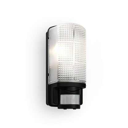Motion Outdoor Lights Mains Powered - PIR Lights Outdoor - Bulkhead Wall Lights with Motion Sensor - IP44 Rated Security Lights - Black Finish - E27 LED Compatible
