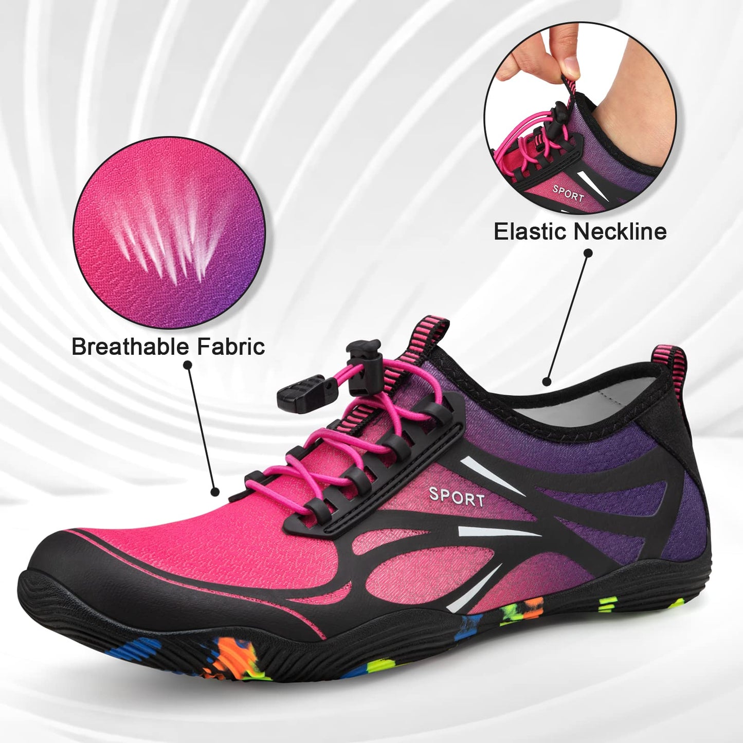 Water Shoes for Women Barefoot Shoes Women Swim Beach River Pool Aqua Socks Quick Dry for Hiking Surfing Kayaking Cruise Ship Essentials Size Women 8.5 / Men 7.5 (4-Purple)