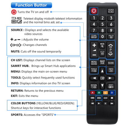 Replacement for Samsung TV Remote,Universal for Samsung Smart TV Remote Controls,with Teletext Button