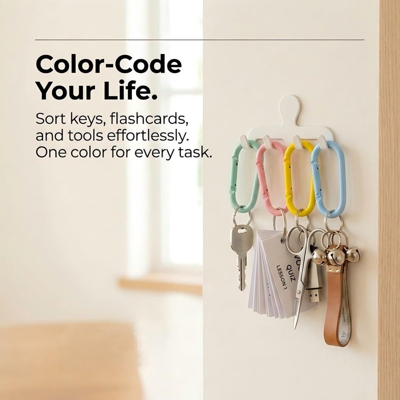 WTYONZEL 32Pcs Colorful Carabiner Clips,Oval Spring Clips Keychain Clip,Cute Carabiner Aluminum Hook Accessories Snap Link Key Chain Ring Hook