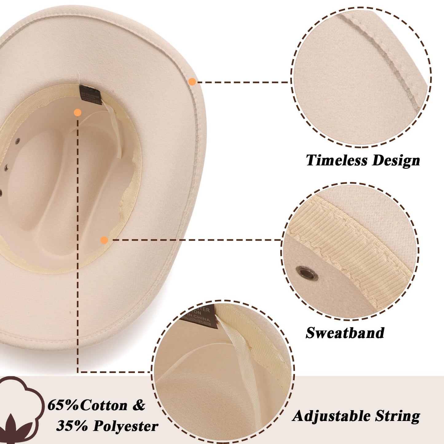 DRESHOW Cowboy Hat for Women and Men Classic Western Felt Cowboy Cowgirl Hat Outdoor Wide Brim Belt Buckle Retro Fedora Hats Unisex Rolled up Caps