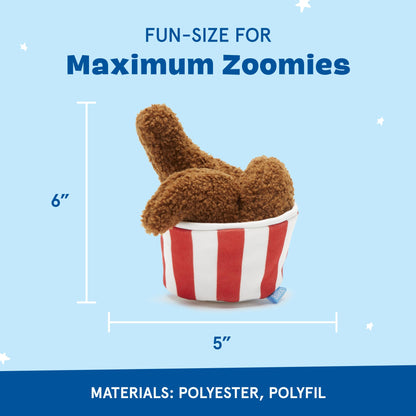 Barkbox 2 in 1 Interactive Plush Dog Toy - Rip and Reveal Dog Toy for Medium, & Large Dogs - Stimulating Squeaky Pet Enrichment and Puppy Toys | Bucket o’Fried Licken