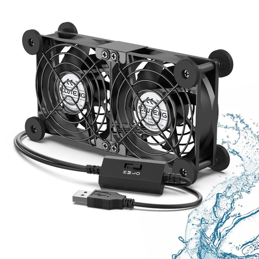 ELUTENG Dual Cooling Fan - Whisper Quiet 80mm USB With 3 Adjustable High Speed USB Port - Heatsink Compatible for PS4, PS5, Router, Laptop, PC, Xbox Cooling Electronics
