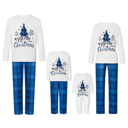 Awoscut Christmas Family Matching Pajamas Sets Christmas PJ's Letter Print Top and Plaid Pants Jammies Sleepwear (#b-7, Dog, M)
