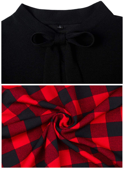 Christmas Plaid Dresses for Women 2025 Red and Black Buffalo Vintage Fit and Flare A Line Hoilday Ladies Dress M