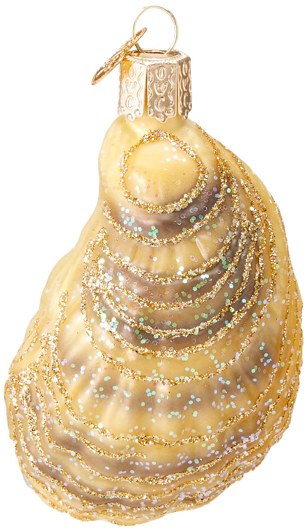 Old World Christmas Oyster with Pearl Glass Blown Ornament for Christmas Tree, Handcrafted Holiday Decoration, Seashell Collection
