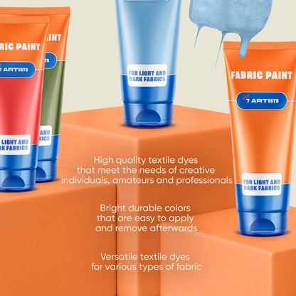 7 Artists Sky Blue Fabric Paint 2 fl. oz – Light Blue Fabric Paint for Clothes Permanent | Textile Paint for Upholstery, Sneakers, Canvas Tote Bags, T-Shirt Painting | Pintura para Ropa y Zapatos